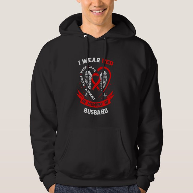 I Wear Red In Memory of my Husband Heart Disease A Hoodie (Front)