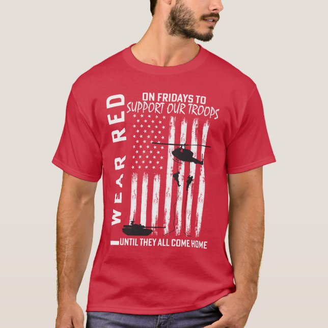 I Wear Red On Fridays Military Veteran Support T-Shirt (Front)