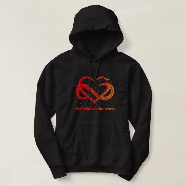 I Wear Red & Orange For Myelofibrosis Awareness Wa Hoodie (Design Front)