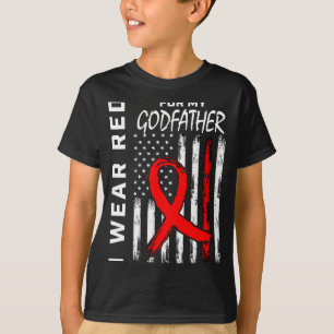 I Wear Red Ribbon For Godfather Heart Disease Awar T-Shirt