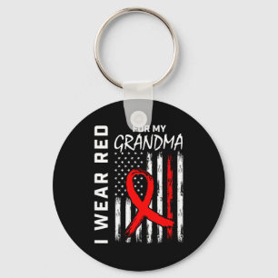 I Wear Red Ribbon For Grandma Heart Disease Awaren Key Ring