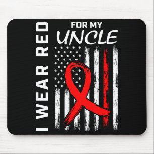 I Wear Red Ribbon For My Uncle Heart Disease Aware Mouse Mat