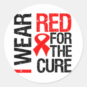 I Wear Red Ribbon For The Cure Classic Round Sticker