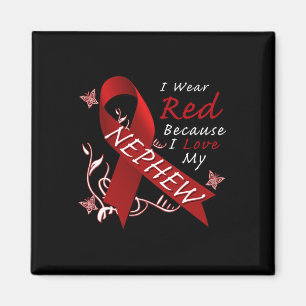 I Wear Red Ribbon Heart Disease Awareness  Magnet