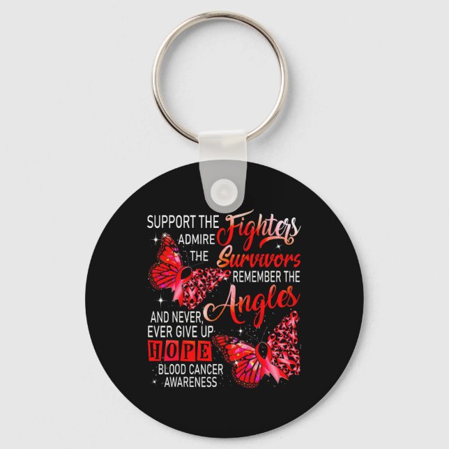I Wear Red Support The Fighters Blood Cancer Aware Key Ring (Front)