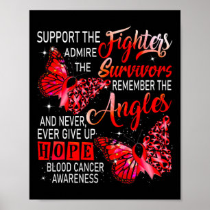 I Wear Red Support The Fighters Blood Cancer Aware Poster