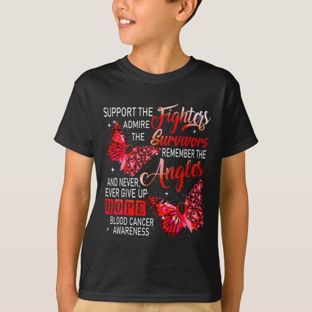 I Wear Red Support The Fighters Blood Cancer Aware T-Shirt (Front)