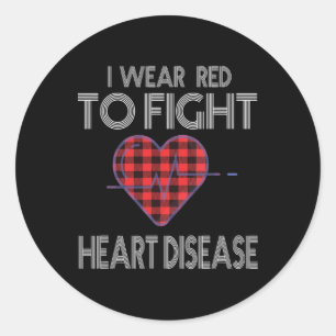 I Wear Red To Fight Heart Disease Awareness Buffal Classic Round Sticker