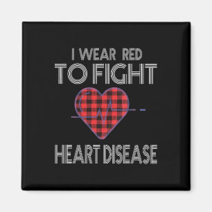 I Wear Red To Fight Heart Disease Awareness Buffal Magnet