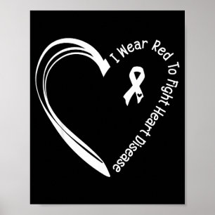 I Wear Red To Fight Heart Disease Awareness Day Re Poster