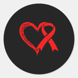I Wear Red To Fight Heart Disease Awareness Heart  Classic Round Sticker