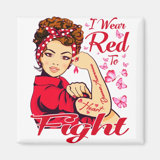 I Wear Red To Fight Heart Disease Awareness Magnet (Front)