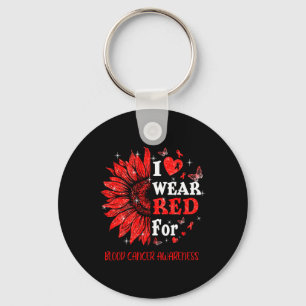 I wear Red Twinkle Heart Sunflower Blood Cancer Aw Key Ring