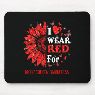 I wear Red Twinkle Heart Sunflower Blood Cancer Aw Mouse Mat