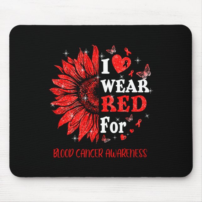 I wear Red Twinkle Heart Sunflower Blood Cancer Aw Mouse Mat (Front)