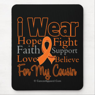 I Wear Ribbon Collage Cousin - Leukaemia Mouse Mat