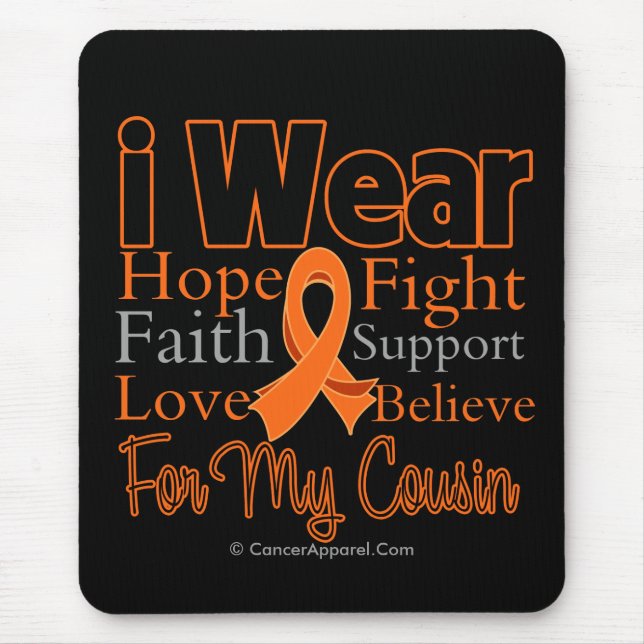 I Wear Ribbon Collage Cousin - Leukaemia Mouse Mat (Front)