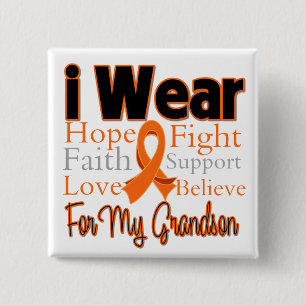I Wear Ribbon Collage Grandson - Leukemia 15 Cm Square Badge
