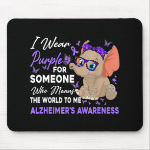 I Wear Ribbon Purple Elephant Cute Alzheimer's Awa Mouse Mat