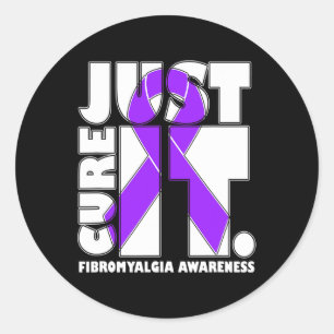 I Wear Ribbon Purple Fibromyalgia Awareness Classic Round Sticker