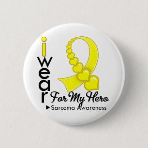 I Wear Sarcoma Ribbon For My Hero 6 Cm Round Badge