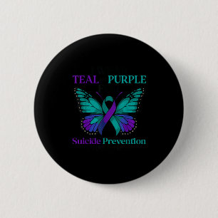 I Wear Teal &amp; Purple Butterfly Suicide Prevent 6 Cm Round Badge