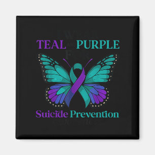 I Wear Teal &amp; Purple Butterfly Suicide Prevent Magnet