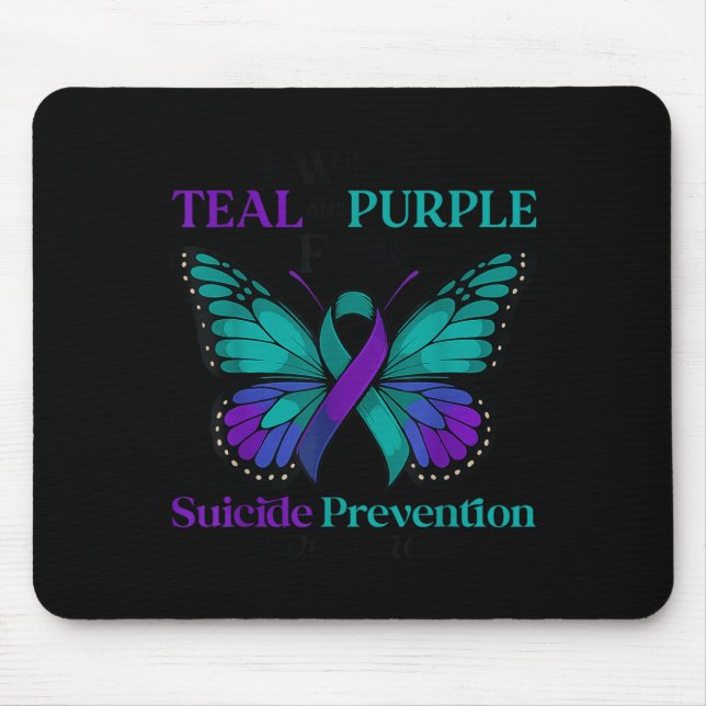 I Wear Teal &amp; Purple Butterfly Suicide Prevent Mouse Mat (Front)