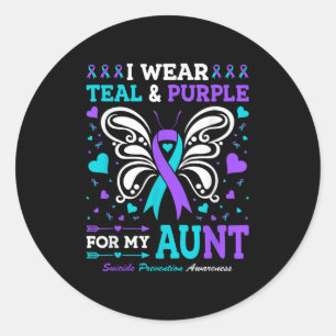 I Wear Teal & Purple For My Aunt Classic Round Sticker