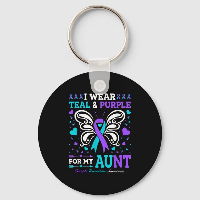 I Wear Teal &amp; Purple For My Aunt  Key Ring (Front)