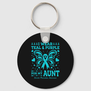 I Wear Teal &amp; Purple For My Aunt  Key Ring