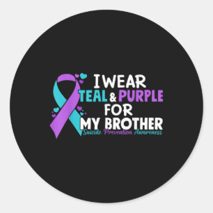 I Wear Teal & Purple For My Brother Suicide Pr Classic Round Sticker