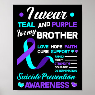 I Wear Teal & Purple For My Brother Suicide Pr Poster