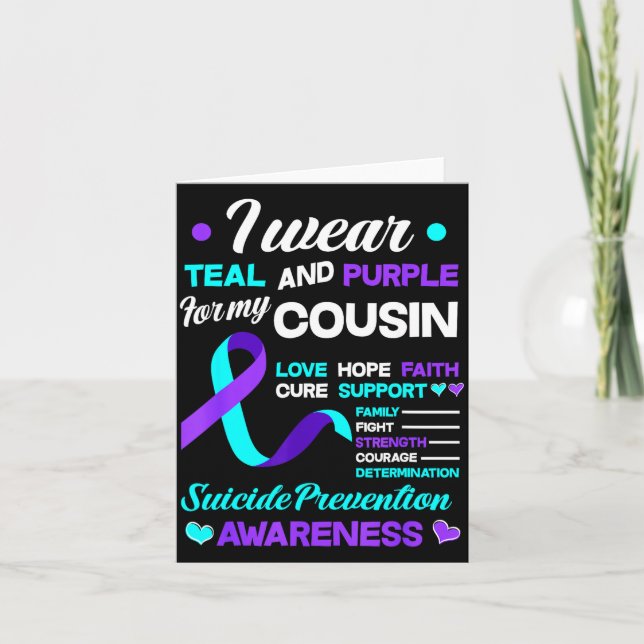 I Wear Teal &amp; Purple For My Cousin Suicide Pre Card (Front)