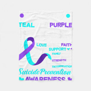 I Wear Teal & Purple For My Cousin Suicide Pre Fleece Blanket