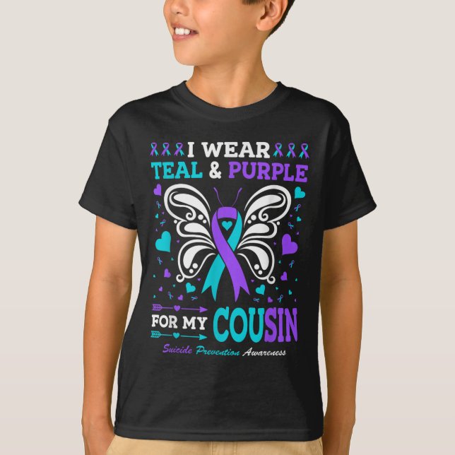 I Wear Teal &amp; Purple For My Cousin  T-Shirt (Front)