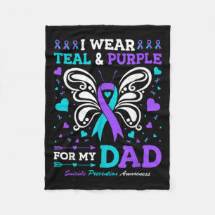 I Wear Teal & Purple For My Dad  Fleece Blanket