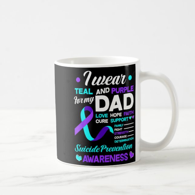 I Wear Teal &amp; Purple For My Dad Suicide Preven Coffee Mug (Right)