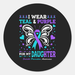 I Wear Teal & Purple For My Daughter Classic Round Sticker