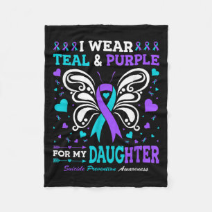 I Wear Teal & Purple For My Daughter  Fleece Blanket