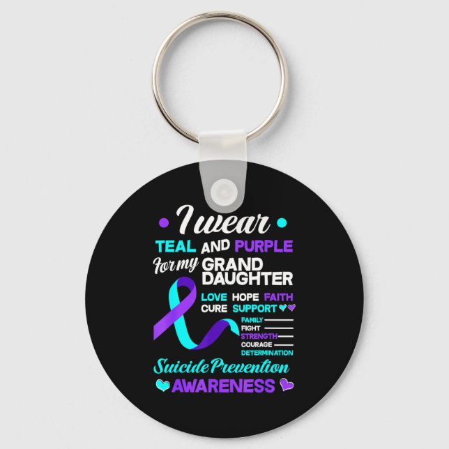 I Wear Teal &amp; Purple For My Grandaughter Suici Key Ring (Front)