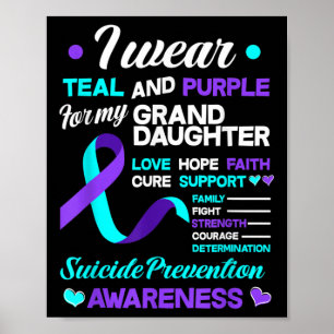 I Wear Teal & Purple For My Grandaughter Suici Poster