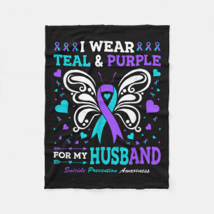 I Wear Teal & Purple For My Husband  Fleece Blanket