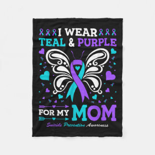 I Wear Teal & Purple For My Mom  Fleece Blanket