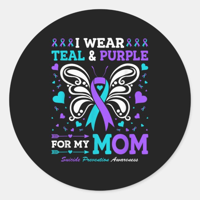 I Wear Teal &amp; Purple For My Mum  Classic Round Sticker (Front)