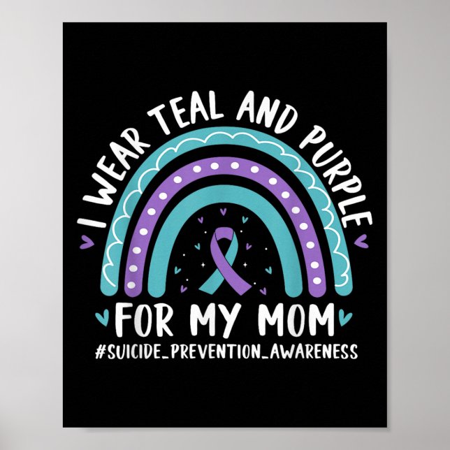 I Wear Teal &amp; Purple For My Mum Suicide Preven Poster (Front)