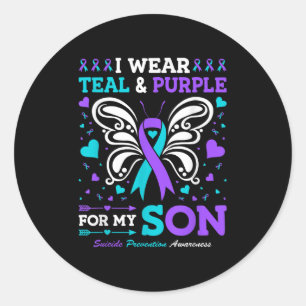 I Wear Teal &amp; Purple For My Son  Classic Round Sticker