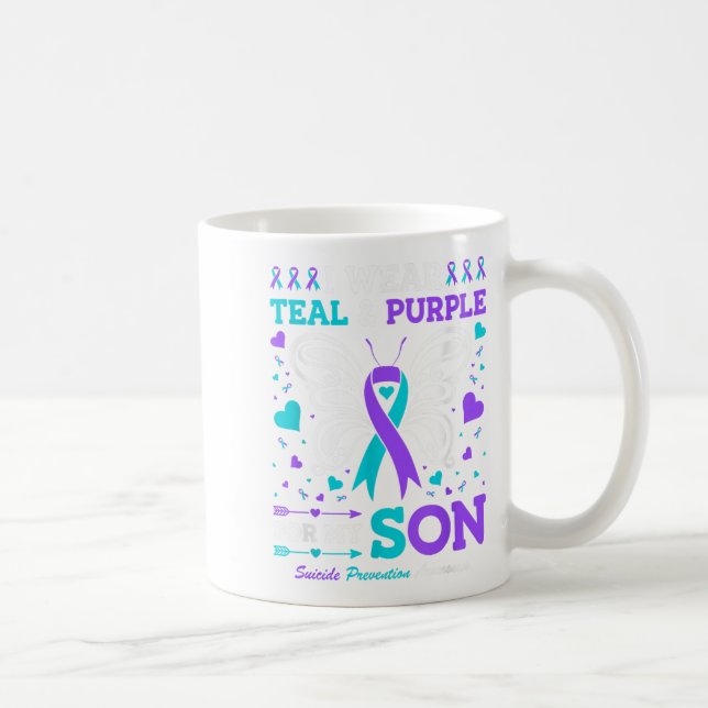 I Wear Teal &amp; Purple For My Son  Coffee Mug (Right)