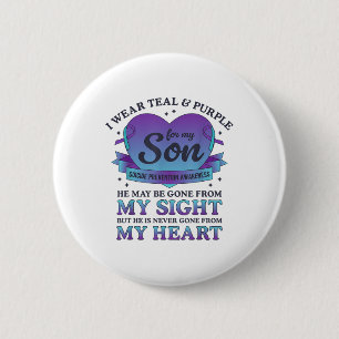 I Wear Teal & Purple For My Son Suicide Preven 6 Cm Round Badge