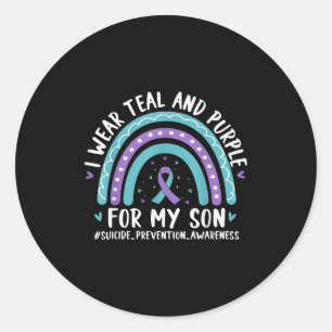 I Wear Teal & Purple For My Son Suicide Preven Classic Round Sticker